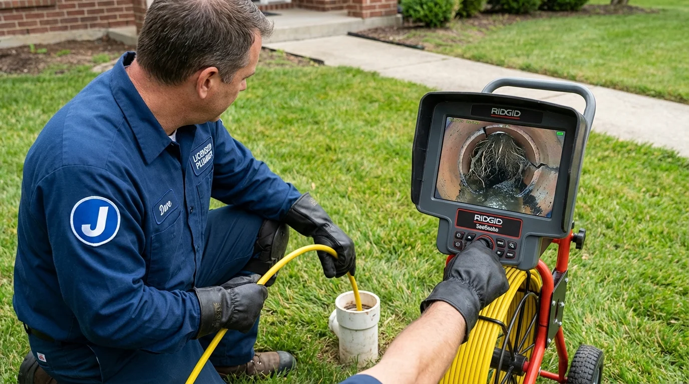 Sewer camera inspection being performed by Johns Plumbing LLC in Manteno